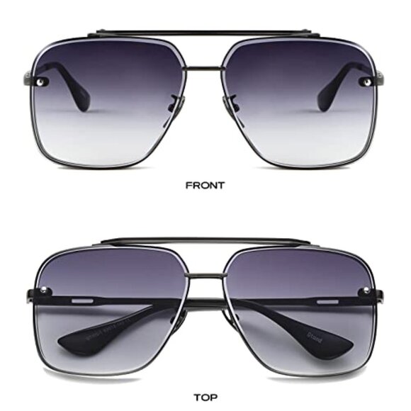 Oversized Square Aviator Sunglasses Vintage Metal Y2K Retro Chic